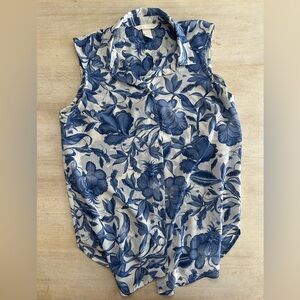 H&M Blue Floral Sleeveless Blouse